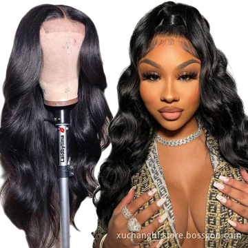 Natural Glueless Brazilian Human Hair Body Wave Front Wig Dyeable Virgin Frontal Lace Wigs For Black Women